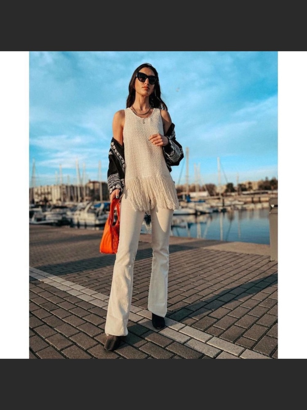 ZARA FRINGED TEXTURED WEAVE TOP